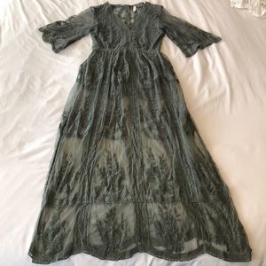 Sage green maxi lace romper